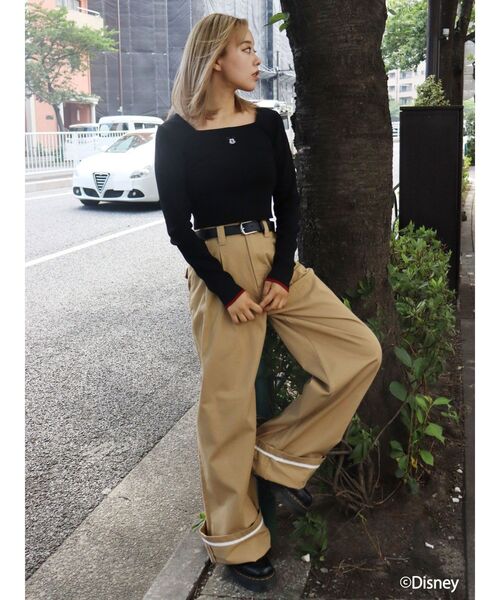 Disney（ディズニー）の「10周年記念【Disney】Mickeyショートニットトップス（ニット/セーター・レディース・ネイビー/ホワイト/ブラック・FREE）」の19枚目の写真