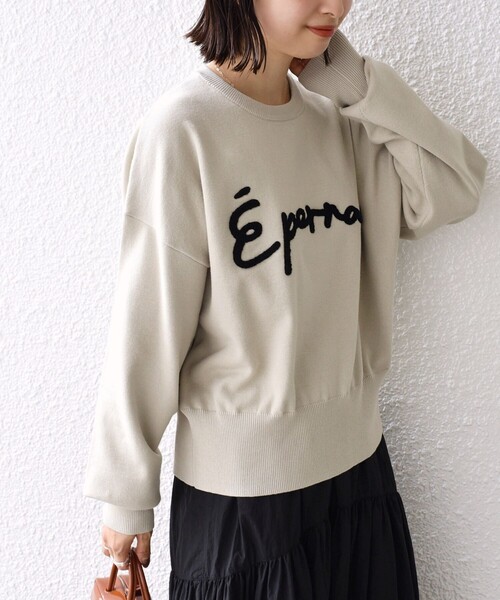 SHIPS(シップス)の「【WEB限定】〈手洗い可能〉サガラ 刺繍 ロゴ ニット(ニット/セーター・レディース・ライトグレー/ネイビー/ブラウン系・ONE SIZE)」の18枚目の写真