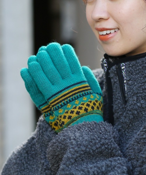 チチカカ（チチカカ）の「ドットボーダー手袋（手袋・レディース・キャメル/グリーン/ブラック・FREE）」の3枚目の写真
