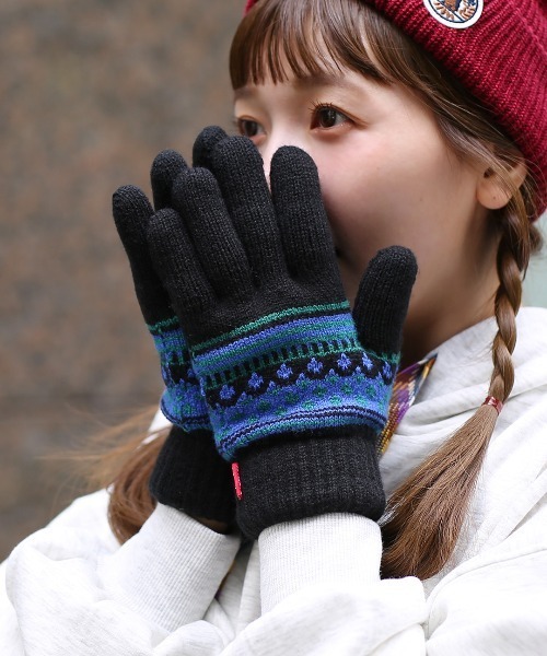 チチカカ（チチカカ）の「ドットボーダー手袋（手袋・レディース・キャメル/グリーン/ブラック・FREE）」の2枚目の写真