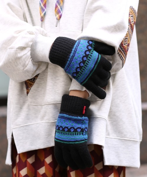 チチカカ（チチカカ）の「ドットボーダー手袋（手袋・レディース・キャメル/グリーン/ブラック・FREE）」の4枚目の写真