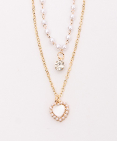 axes femme POETIQUE（アクシーズファムポエティック）の「ハートチャーム２連ネックレス（ネックレス・レディース・ゴールド・FREE）」の4枚目の写真