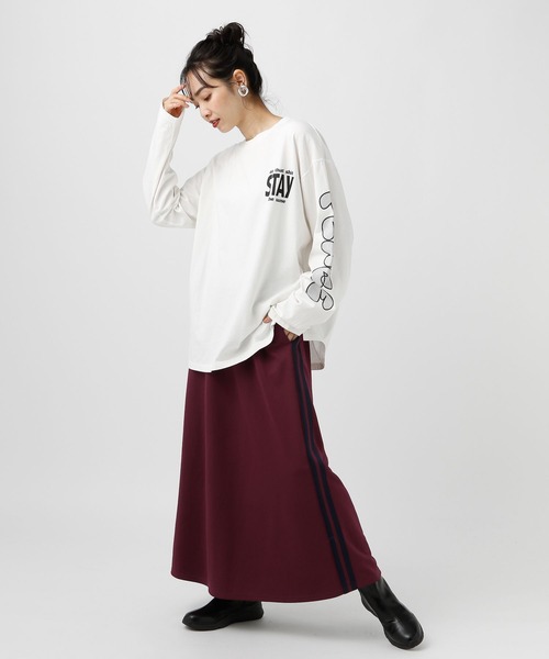 BAYFLOW(ベイフロー)の「ラインフレアスカート(スカート・レディース・ブラック/アイボリー/ボルドー・FREE)」の13枚目の写真