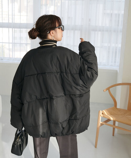 DISCOAT（ディスコート）の「【WEB限定】マフラー付ノーカラーフェイクダウン（ダウンジャケット/コート・レディース・アイボリー/ブラック/ライトベージュ・FREE）」の7枚目の写真