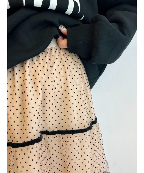 PHILLY（フィリー）の「WC/ドットチュールロングスカート（スカート・レディース・ベージュ/ブラック・FREE）」の4枚目の写真