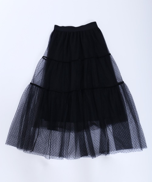 Diorドット チュールスカート 36ブラック