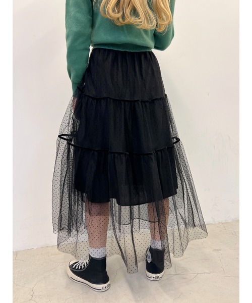 PHILLY（フィリー）の「WC/ドットチュールロングスカート（スカート・レディース・ベージュ/ブラック・FREE）」の5枚目の写真