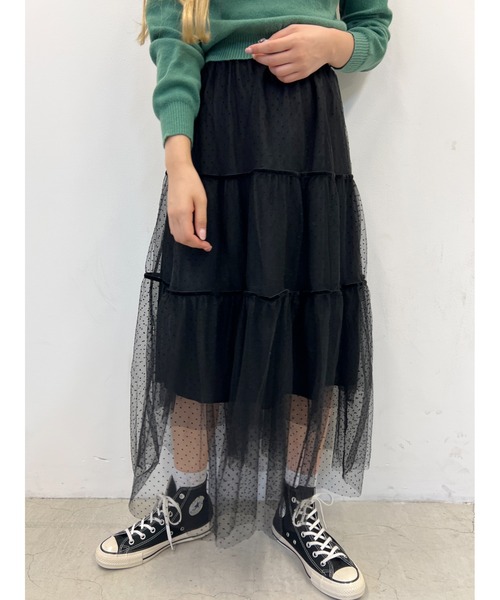 PHILLY（フィリー）の「WC/ドットチュールロングスカート（スカート・レディース・ベージュ/ブラック・FREE）」の7枚目の写真