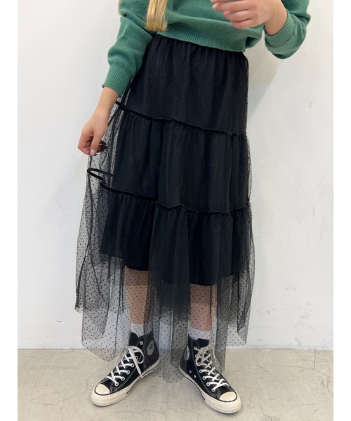 PHILLY（フィリー）の「WC/ドットチュールロングスカート（スカート・レディース・ベージュ/ブラック・FREE）」の8枚目の写真