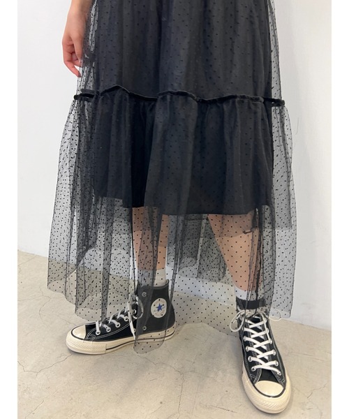 PHILLY（フィリー）の「WC/ドットチュールロングスカート（スカート・レディース・ベージュ/ブラック・FREE）」の9枚目の写真