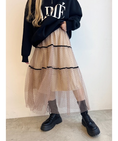 PHILLY（フィリー）の「WC/ドットチュールロングスカート（スカート・レディース・ベージュ/ブラック・FREE）」の17枚目の写真