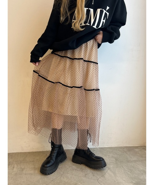 PHILLY（フィリー）の「WC/ドットチュールロングスカート（スカート・レディース・ベージュ/ブラック・FREE）」の18枚目の写真