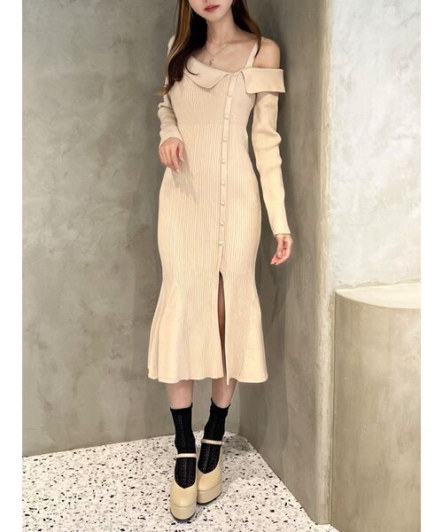 EATME(イートミー)の「ワンショルダーマーメイドニットワンピース(ワンピース・レディース・ピンク/ベージュ/ブラック・FREE)」の9枚目の写真