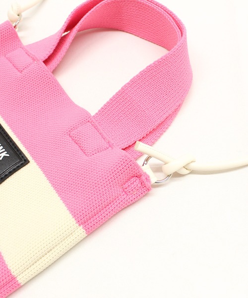 RNA（アールエヌエー）の「E4977 ボーダーニットＢＡＧ（ショルダーバッグ・レディース・ブラック×ホワイト/ライトピンク・FREE）」の8枚目の写真