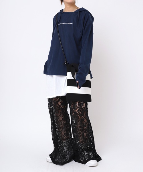 RNA（アールエヌエー）の「E4977 ボーダーニットＢＡＧ（ショルダーバッグ・レディース・ブラック×ホワイト/ライトピンク・FREE）」の17枚目の写真