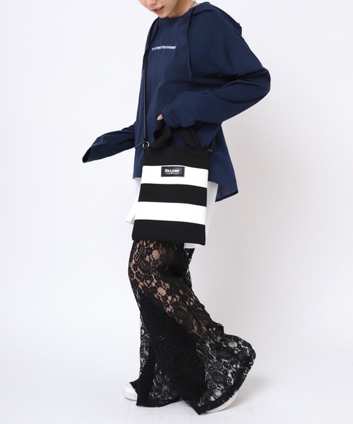 RNA（アールエヌエー）の「E4977 ボーダーニットＢＡＧ（ショルダーバッグ・レディース・ブラック×ホワイト/ライトピンク・FREE）」の18枚目の写真