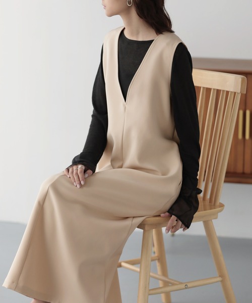 nouvellemoi（ヌーベルモイ）の「前後2WAYジャンパースカート（ジャンパースカート・レディース・ライトグリーン/ベージュ/ブラック/ホワイト系その他・L/M/S）」の2枚目の写真