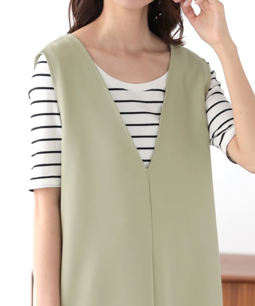 nouvellemoi（ヌーベルモイ）の「前後2WAYジャンパースカート（ジャンパースカート・レディース・ライトグリーン/ベージュ/ブラック/ホワイト系その他・L/M/S）」の9枚目の写真