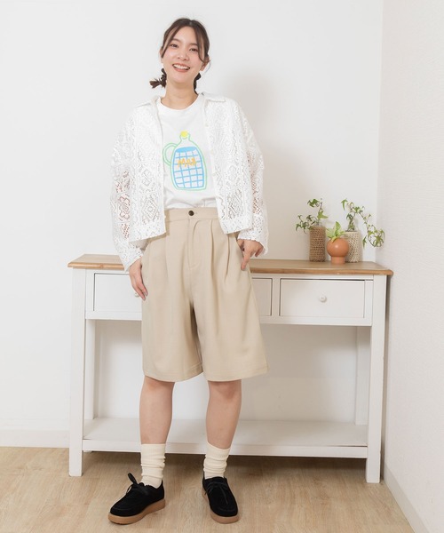 POU DOU DOU(プードゥドゥ)の「ボリュームタックハーフパンツ(その他パンツ・レディース・モカ/ライトブルー/ライトベージュ・3)」の7枚目の写真