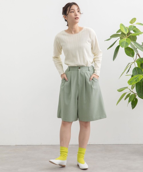 POU DOU DOU(プードゥドゥ)の「ボリュームタックハーフパンツ(その他パンツ・レディース・モカ/ライトブルー/ライトベージュ・3)」の13枚目の写真