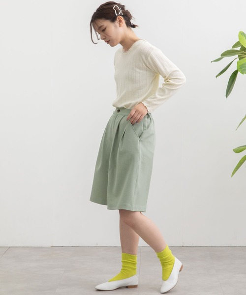 POU DOU DOU(プードゥドゥ)の「ボリュームタックハーフパンツ(その他パンツ・レディース・モカ/ライトブルー/ライトベージュ・3)」の14枚目の写真