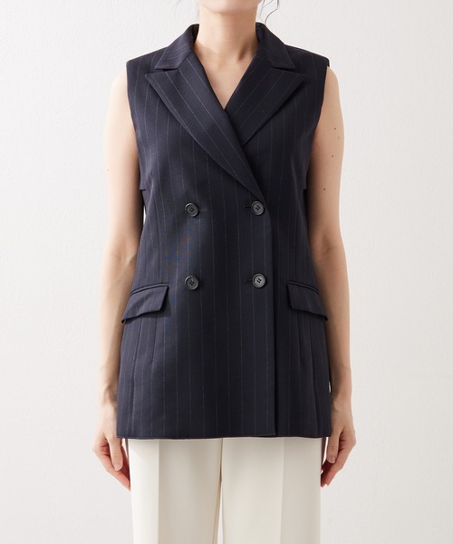【新品未使用品】24SS ウィムガゼット バックシャンジレ ネイビー タグ付 紺 Whim Gazette（ウィムガゼット）の「バックシャンジレ（ベスト）」 - WEAR