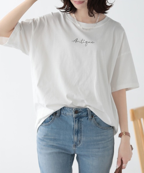 SUNFLOWER EIGHT(サンフラワーエイト)の「ロゴTシャツ(Tシャツ/カットソー・レディース・ホワイト/ブラック/ブルー/ベージュ・M/L)」の2枚目の写真