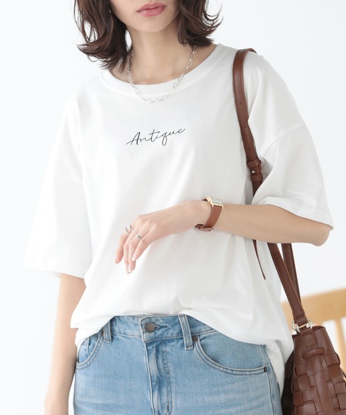 SUNFLOWER EIGHT(サンフラワーエイト)の「ロゴTシャツ(Tシャツ/カットソー・レディース・ホワイト/ブラック/ブルー/ベージュ・M/L)」の7枚目の写真