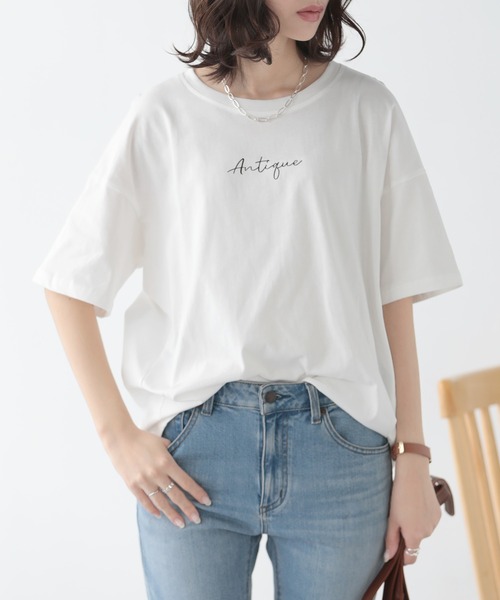 SUNFLOWER EIGHT(サンフラワーエイト)の「ロゴTシャツ(Tシャツ/カットソー・レディース・ホワイト/ブラック/ブルー/ベージュ・M/L)」の8枚目の写真