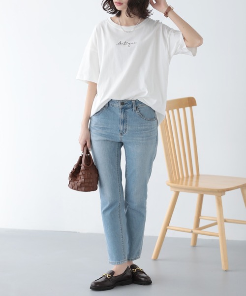 SUNFLOWER EIGHT(サンフラワーエイト)の「ロゴTシャツ(Tシャツ/カットソー・レディース・ホワイト/ブラック/ブルー/ベージュ・M/L)」の9枚目の写真