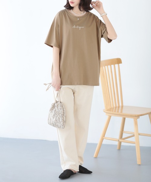 SUNFLOWER EIGHT(サンフラワーエイト)の「ロゴTシャツ(Tシャツ/カットソー・レディース・ホワイト/ブラック/ブルー/ベージュ・M/L)」の10枚目の写真