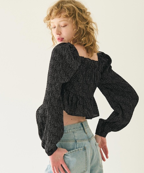 coca(coca)(コカ)の「ランダムドットシャーリングブラウス(シャツ/ブラウス・レディース・アイボリー/ブラック・L/M)」の11枚目の写真