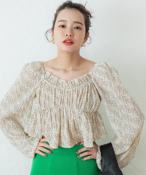 coca(coca)(コカ)の「ランダムドットシャーリングブラウス(シャツ/ブラウス・レディース・アイボリー/ブラック・L/M)」の18枚目の写真
