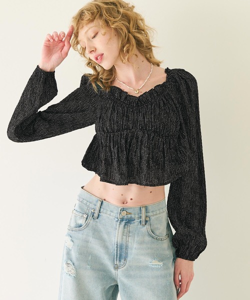 coca(coca)(コカ)の「ランダムドットシャーリングブラウス(シャツ/ブラウス・レディース・アイボリー/ブラック・L/M)」の14枚目の写真