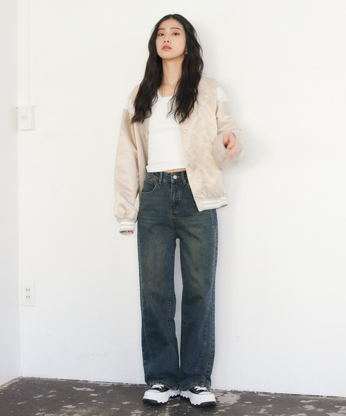 ENVYM（アンビー）の「ラインスタジャン（スタジャン・レディース・ベージュ/ブラック・MEDIUM/SMALL）」の20枚目の写真