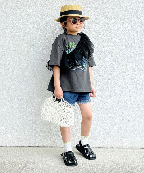 BREEZE（ブリーズ）の「フリンジショートパンツ_デニム（デニムパンツ・キッズ・ネイビー/ピンク/ブルー/オフホワイト/サックスブルー・80/90/100/110/120/130/140）」の16枚目の写真