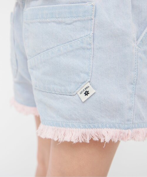 BREEZE（ブリーズ）の「フリンジショートパンツ_デニム（デニムパンツ・キッズ・ネイビー/ピンク/ブルー/オフホワイト/サックスブルー・80/90/100/110/120/130/140）」の6枚目の写真