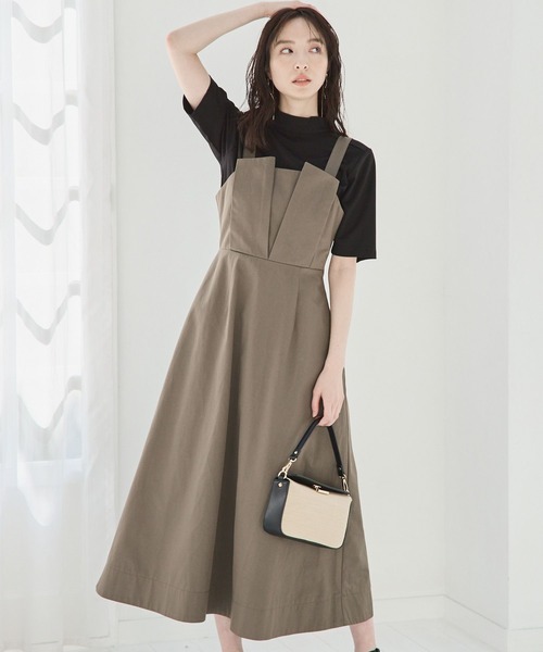 完売品 ⭐️新品タグ付き ❤️XXSサイズ ANEW レディース　スカート　カーキ antiqua（アンティカ）の「×ZOZOTOWN限定！サロペットスカート