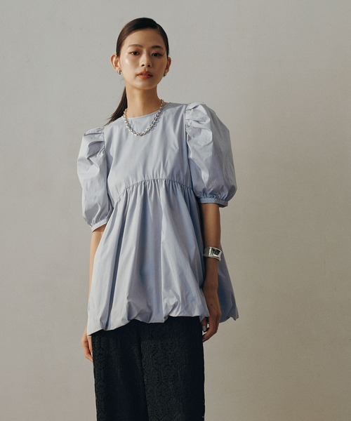 NANO universe（ナノユニバース）の「「星玲奈×NANO universe」タックスリーブバルーンブラウス（シャツ/ブラウス・レディース・オフホワイト/ブラック/ライトブルー・S/M）」の3枚目の写真