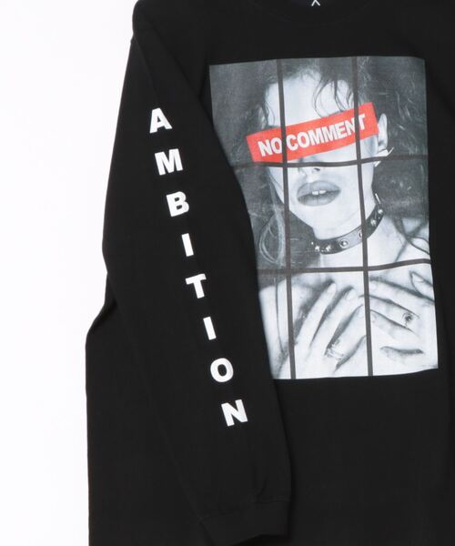 NO COMMENT PARIS（ノーコメントパリ）の「【NO COMMENT PARIS】グラフィックプリントロングスリーブTEE（Tシャツ/カットソー・メンズ・ホワイト/ブラック・3/2）」の4枚目の写真