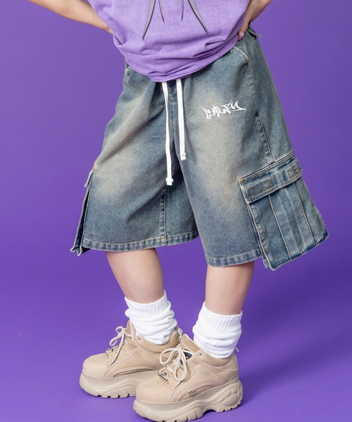 GALFY（ガルフィー）の「【GALFY/ガルフィー】ダーティーカーゴショーツ（カーゴパンツ・メンズ・ブラウン/ブルー/ブラック・L/XL）」の3枚目の写真