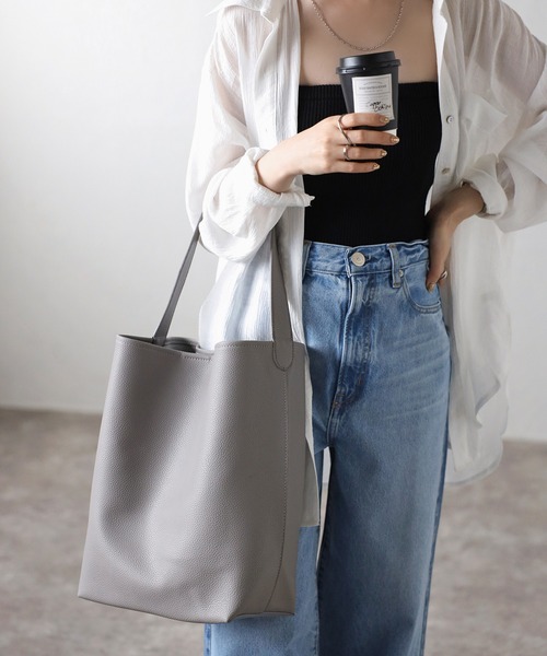 GUSCIO（グッシオ）の「【グッシオベーシック】ワンショルダートートバッグ（トートバッグ・レディース・アイボリー/ブラック/グレー/ベージュ/ブラック系その他/ダークブラウン・FREE）」の14枚目の写真