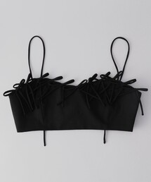 GANNI/ガニー BLACK DRAPEY MELANGE SLEEVELESS / F8675_099 / ドレープメランジビスチェ / リボンビスチェ