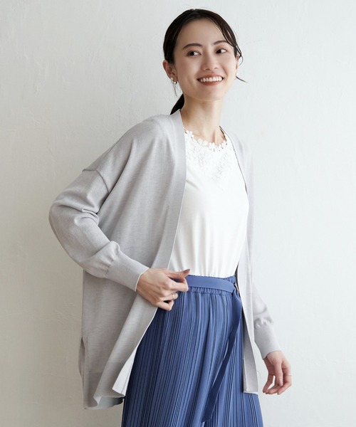 ikka（イッカ）の「【洗濯機で洗える／吸水速乾】洗えるさらっとカーディガン【UVカット】（カーディガン/ボレロ・レディース・ブラック/オフホワイト/ライトグレー/オレンジ/ネイビー・M/L/S）」の16枚目の写真