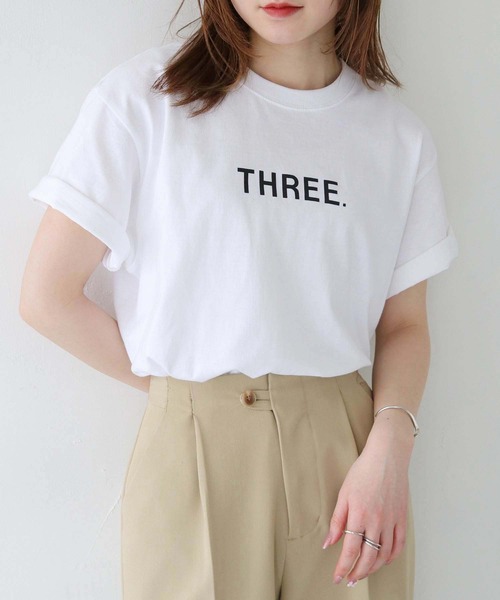 HER CLOSET(ハークローゼット)の「【HER CLOSET】WEB限定THREEロゴTシャツ WEB LIMITED THREE LOGO T-SHIRT(Tシャツ/カットソー・レディース・ブラック系その他/ホワイト系その他/ホワイト/ブラック・S/L/M)」の12枚目の写真