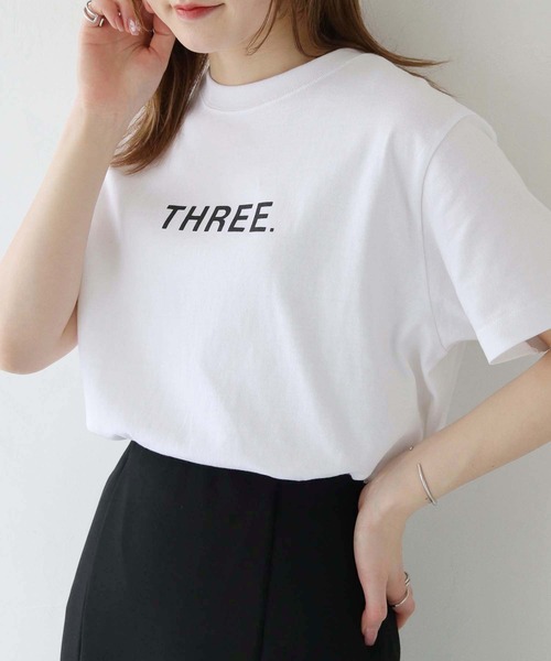 HER CLOSET(ハークローゼット)の「【HER CLOSET】WEB限定THREEロゴTシャツ WEB LIMITED THREE LOGO T-SHIRT(Tシャツ/カットソー・レディース・ブラック系その他/ホワイト系その他/ホワイト/ブラック・S/L/M)」の8枚目の写真
