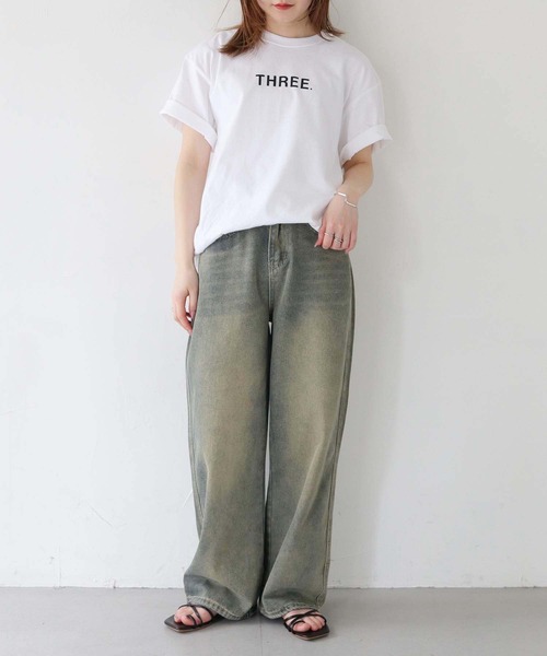 HER CLOSET(ハークローゼット)の「【HER CLOSET】WEB限定THREEロゴTシャツ WEB LIMITED THREE LOGO T-SHIRT(Tシャツ/カットソー・レディース・ブラック系その他/ホワイト系その他/ホワイト/ブラック・S/L/M)」の20枚目の写真
