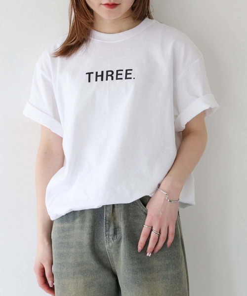 HER CLOSET(ハークローゼット)の「【HER CLOSET】WEB限定THREEロゴTシャツ WEB LIMITED THREE LOGO T-SHIRT(Tシャツ/カットソー・レディース・ブラック系その他/ホワイト系その他/ホワイト/ブラック・S/L/M)」の18枚目の写真