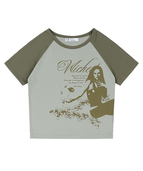 FANCY CLUB（ファンシークラブ）の「NASTYFANCYCLUB-WICKED REGLAN STANDARD TEE（Tシャツ/カットソー・レディース・ブラック/カーキ・FREE）」の2枚目の写真