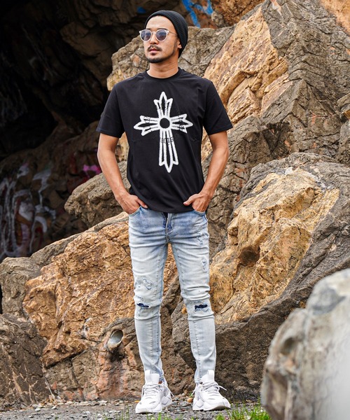 adamsJUGGLER（アダムスジャグラー）の「CHクロスティー（Tシャツ/カットソー・メンズ・ブラック/ホワイト・S/M/L/XL/XXL）」の5枚目の写真